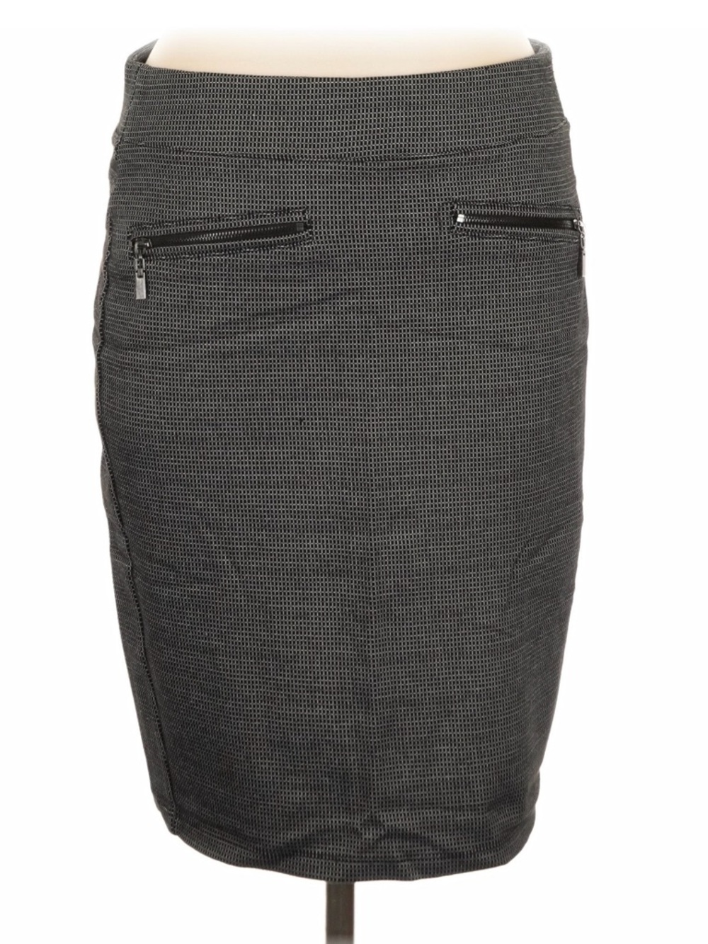 Liverpool Black Geometric Pattern Pencil Skirt w/Zip Pockets